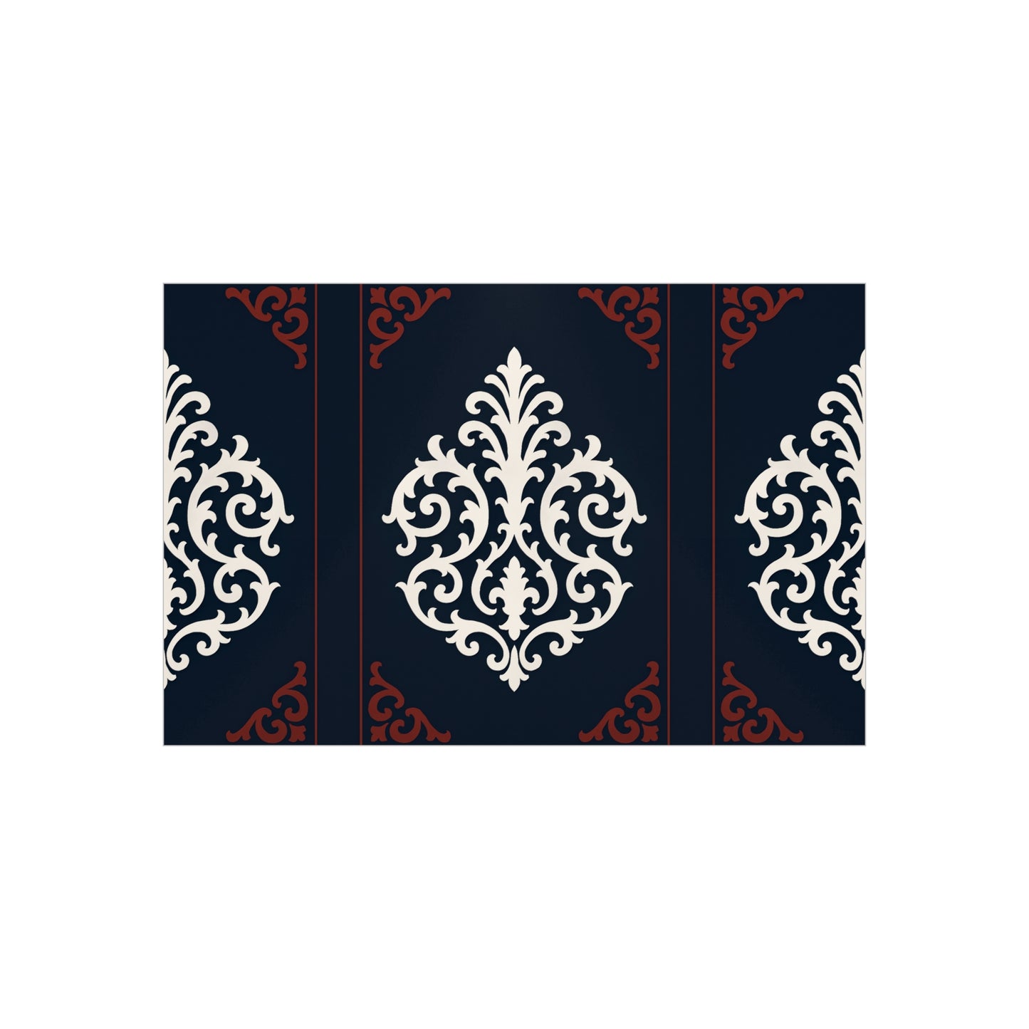 Dusk Blue-Maroon & White Baroque Foam Board Wall Art — Blue, White & Maroon Pattern