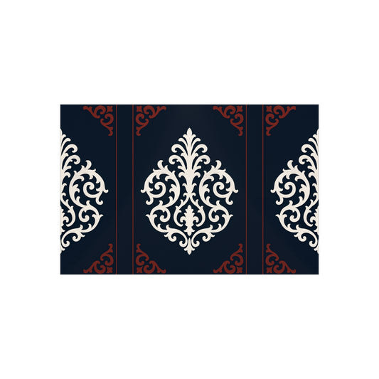 Dusk Blue-Maroon & White Baroque Foam Board Wall Art — Blue, White & Maroon Pattern