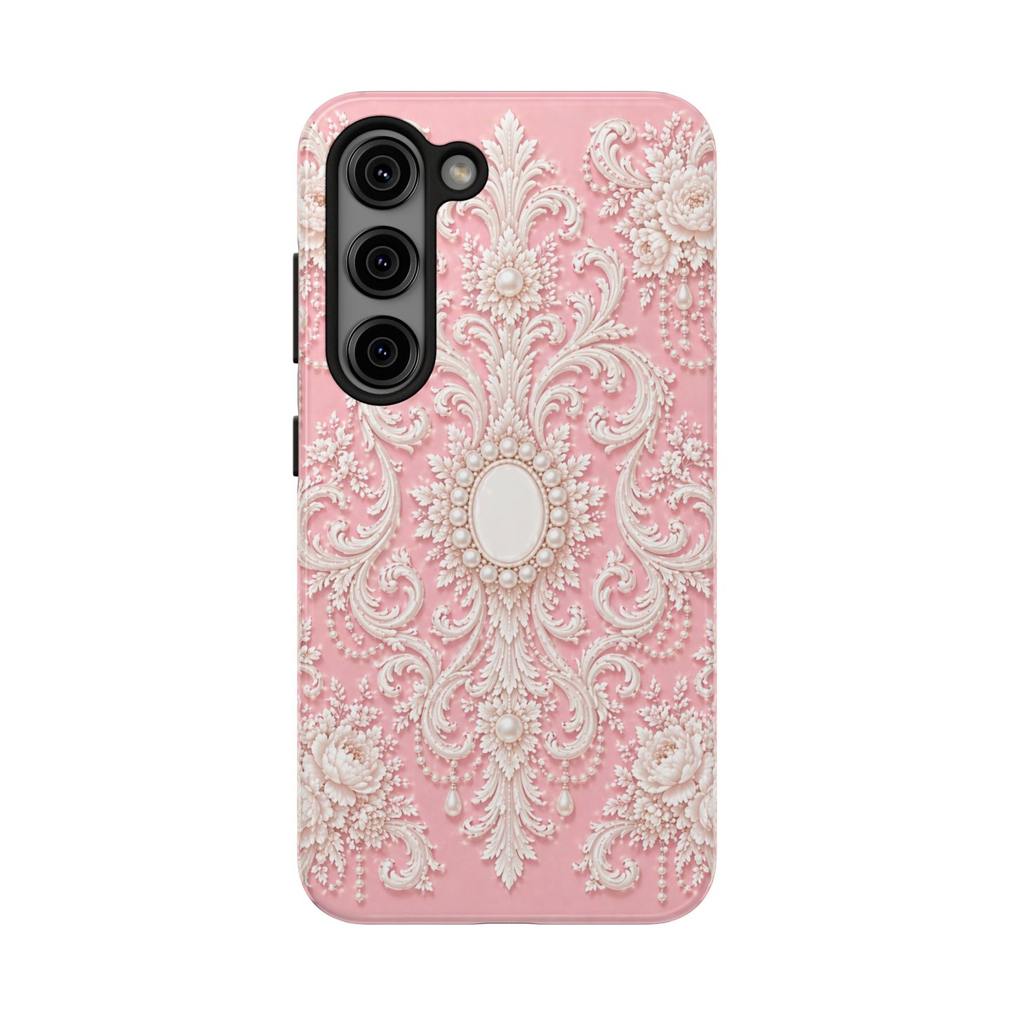 Pink Rococo Elegant Floral Tough Phone Case - Pink Vintage Design