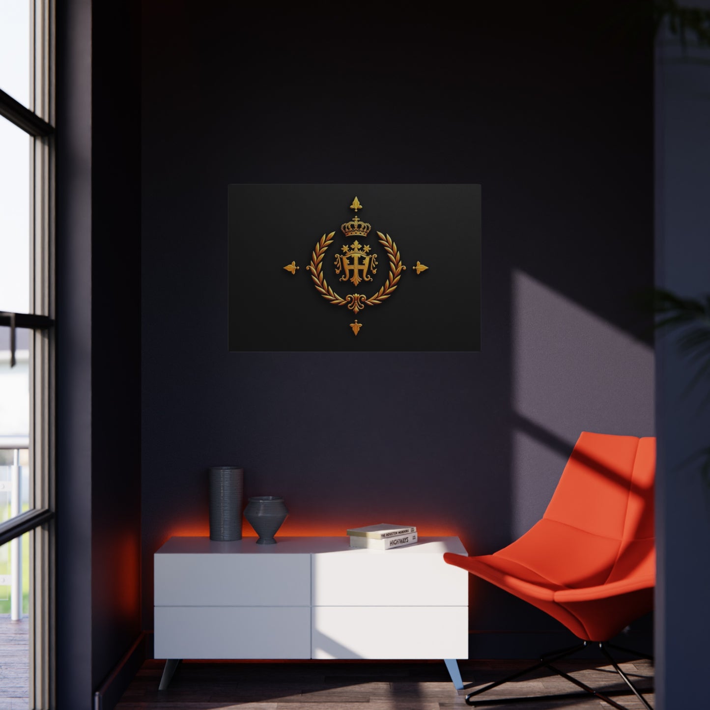Elegant Foam Board Wall Art, Luxury Home Decor, Royal Crest Display, Office Decoration, Unique Gift Idea, Modern Wall Decor - Gold Crest