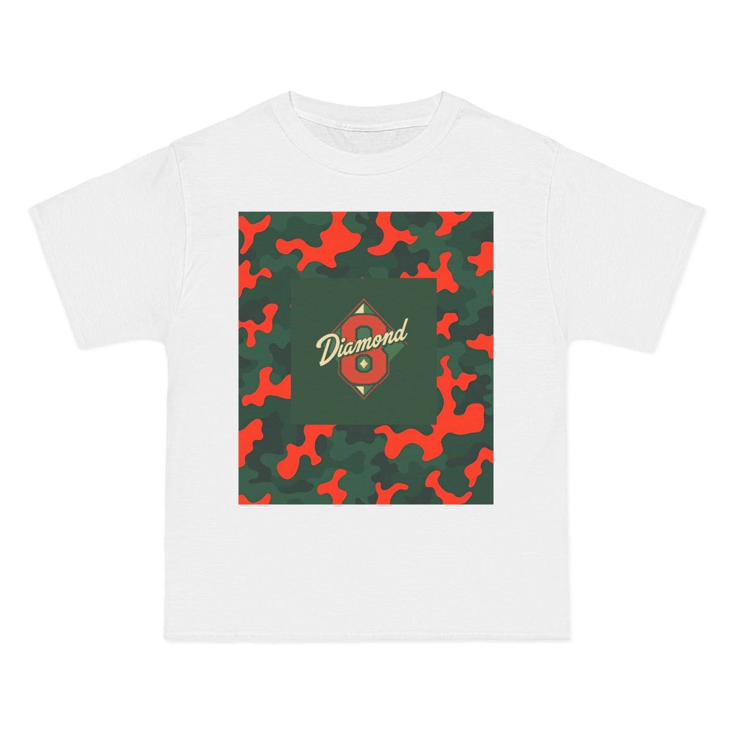 Camo Graphic Tee, Unisex, Trendy Streetwear, Stylish Summer Top, Perfect for Casual Outings - Green & Orange Camo Diamond 8