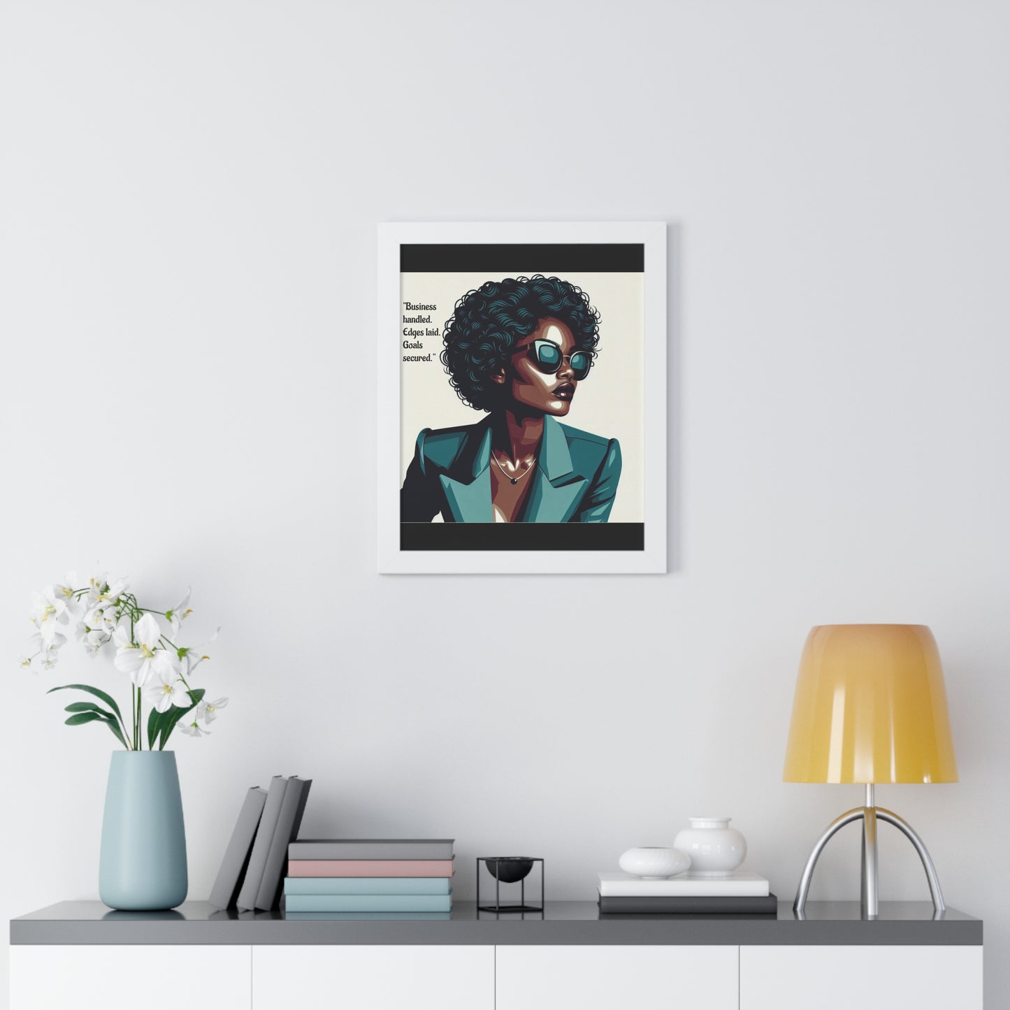 Stylish Framed Vertical Poster - Modern Art for Home Decor - "Business handled."