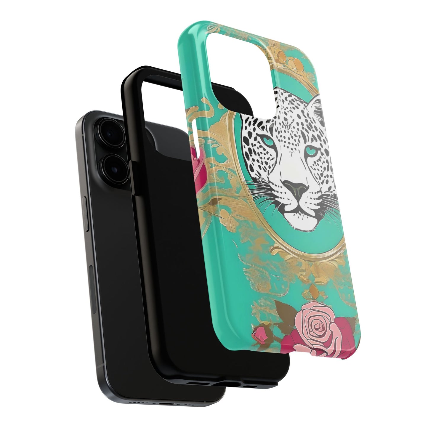 Leopard Tough Phone Case - Trendy Floral Design for Animal Lovers - Leopard & Rose