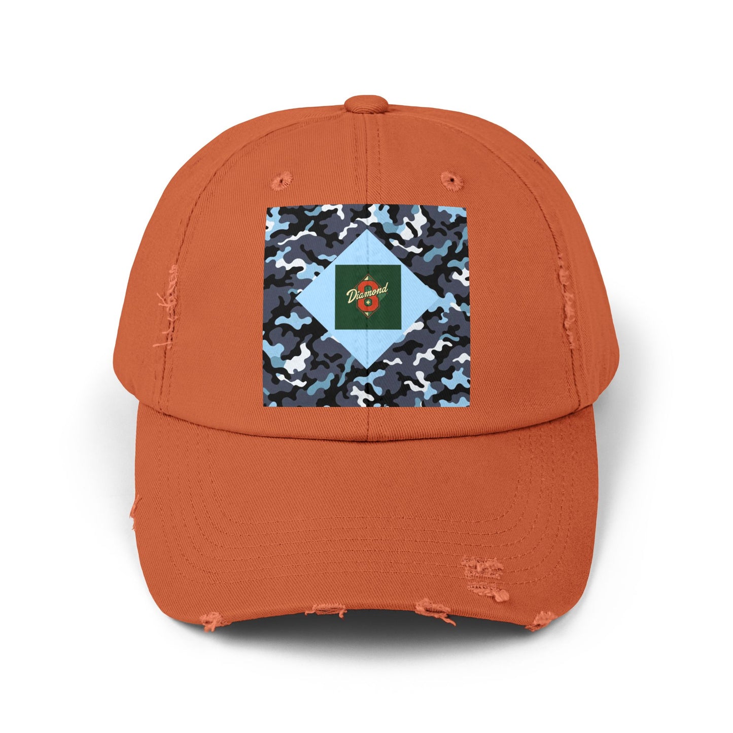 Camouflage Distressed Cap, Casual Hat, Outdoor Gear, Trendy Accessories, Gift for Him/Her - Diamond 8