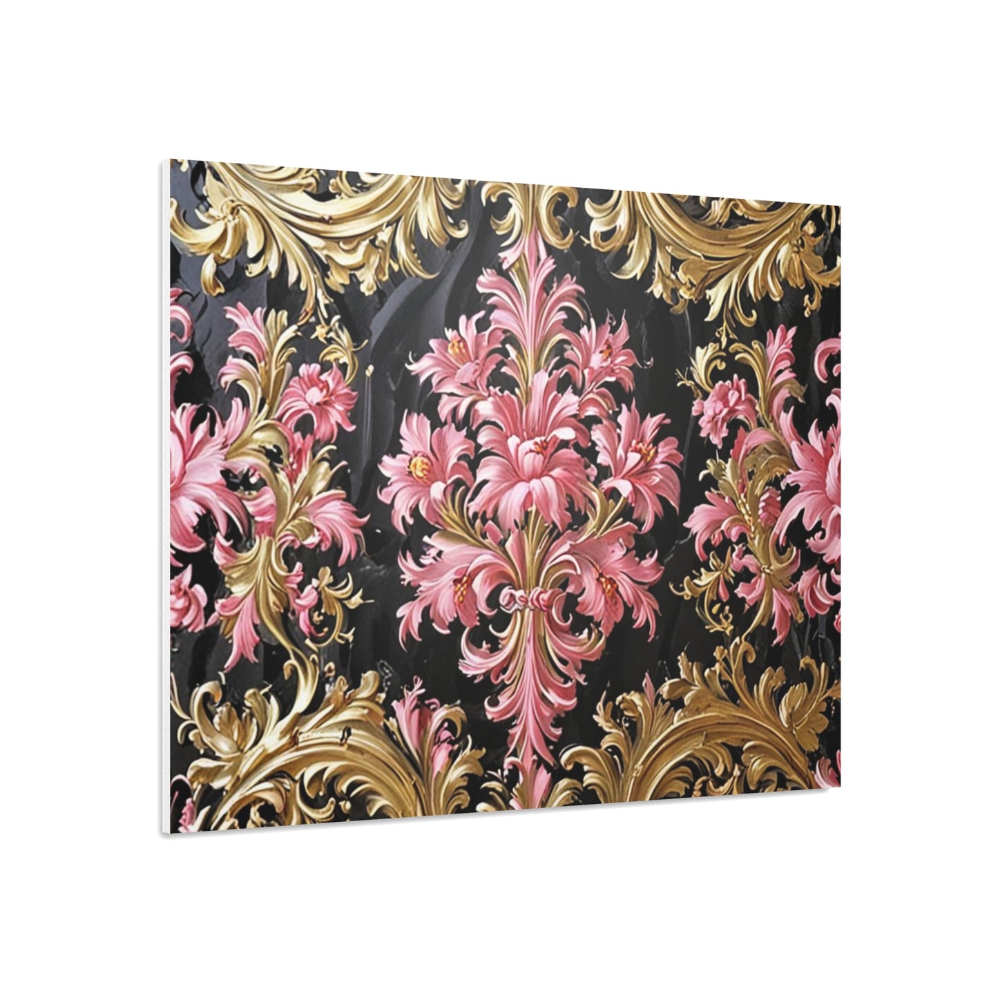 Elegant Floral Foam Board | Decorative Wall Art, Home Decor, Wedding Decor, Party Backdrop - Black & Pink Oil Painting Style Rococo