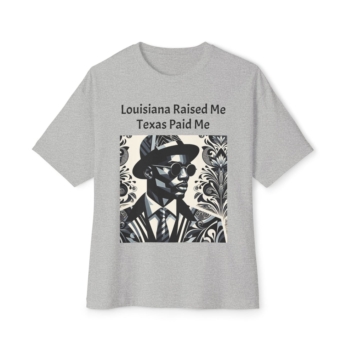 Louisiana and Texas Pride Oversized Tee, Unisex Graphic Tee, Casual Wear, Street Style, Gift for Music Lovers - Black Letters