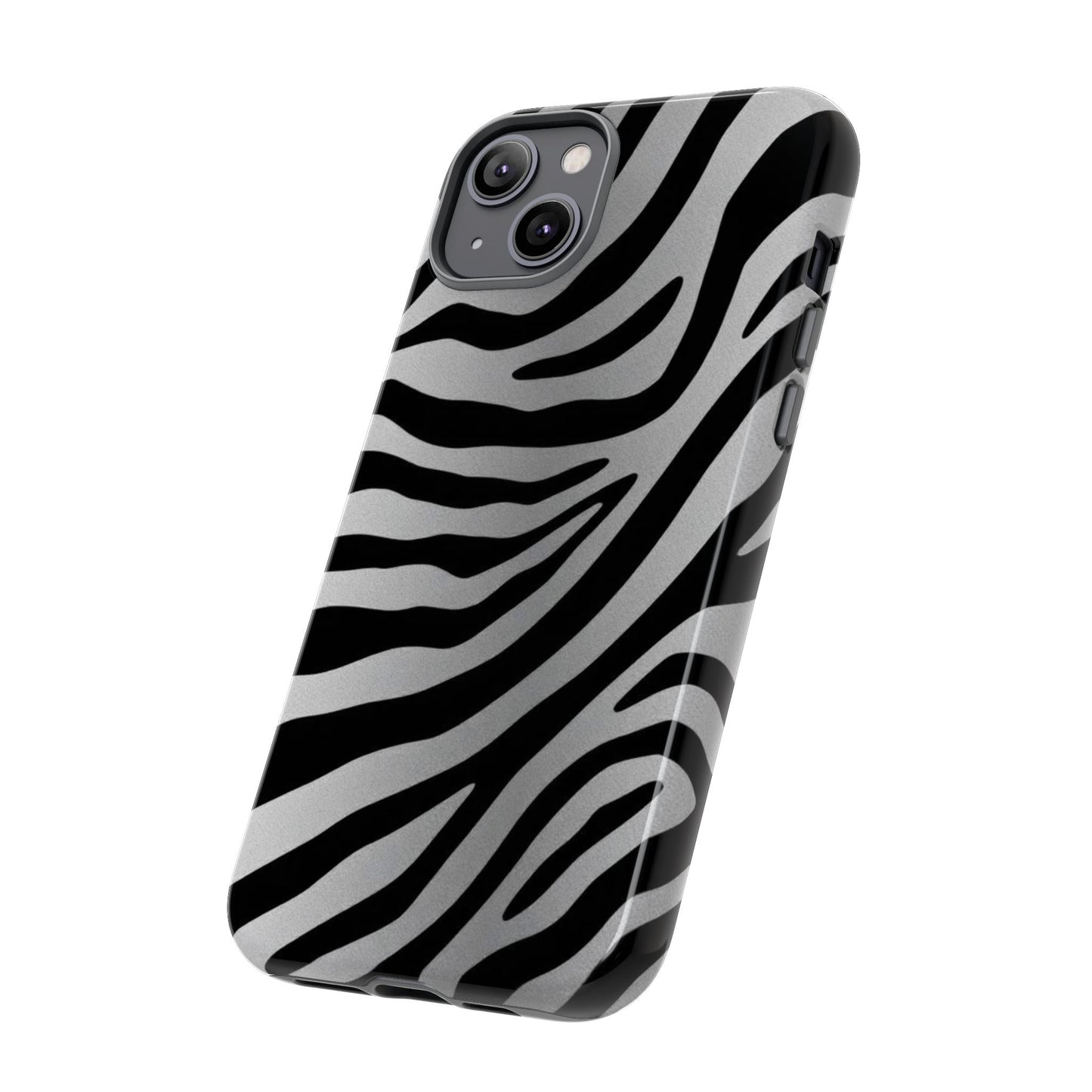 Zebra Print Tough Phone Case - Silver