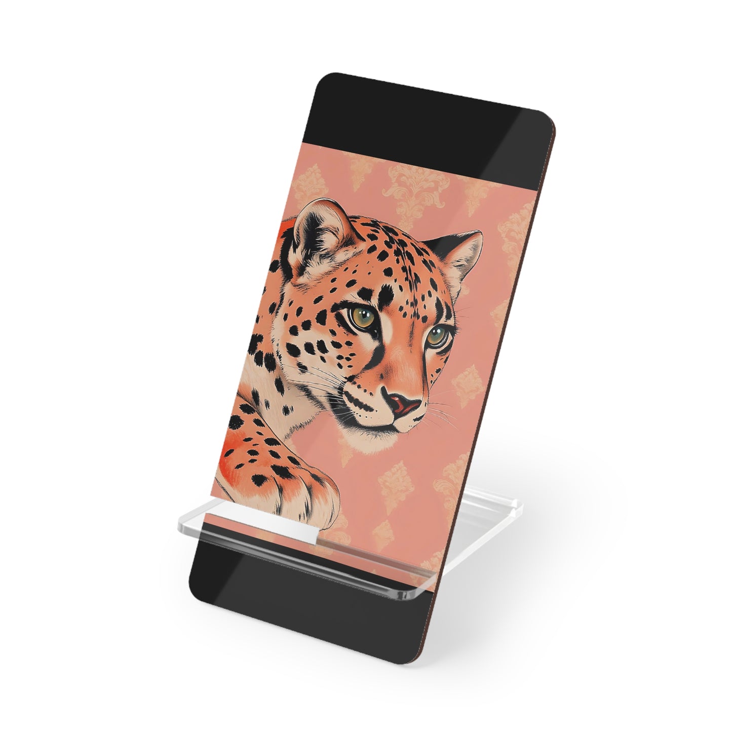 Elegant Floral Motif Smartphone Display Stand - Leopard & Damask - Decorative Mobile Holder