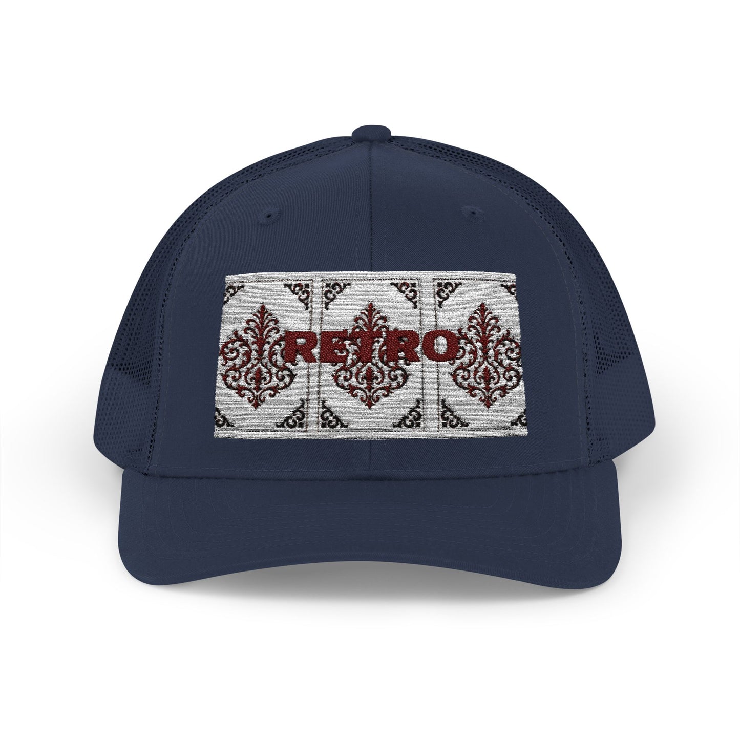 Retro Baroque Trucker Cap — Almond Beige & Brown Snapback