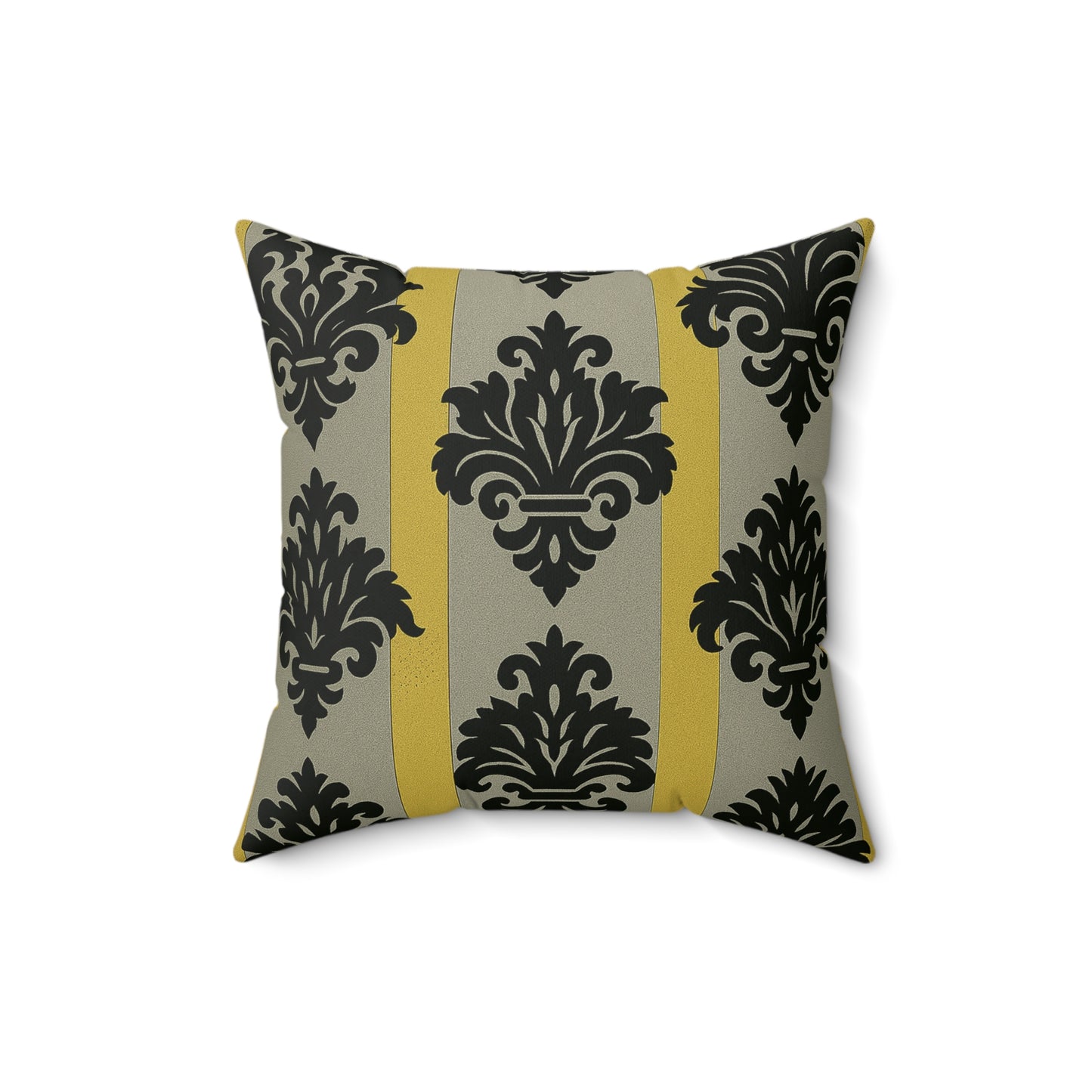 Elegant Faux Suede Pillow, Home Decor Accent, Baroque Design Cushion, Gift for Her, Modern Living Room - Silver & Gold Striped Black Baroque