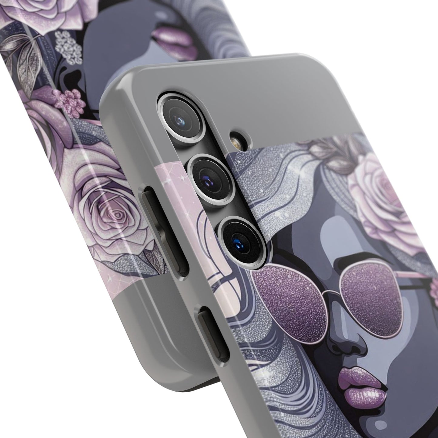 Glamorous Floral Tough Phone Case - Chic Protection for Trendsetters - Lilac & Lavender
