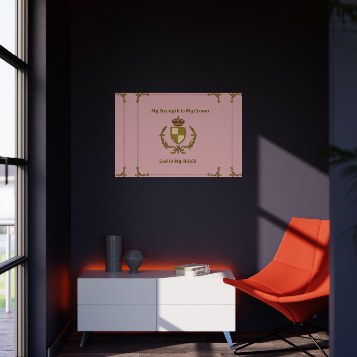 Crest & Crown Spiritual Quote Wall Art, Motivational Decor, Foam Board Print, Home Accent, Gift for Friends, Pink Crown Design