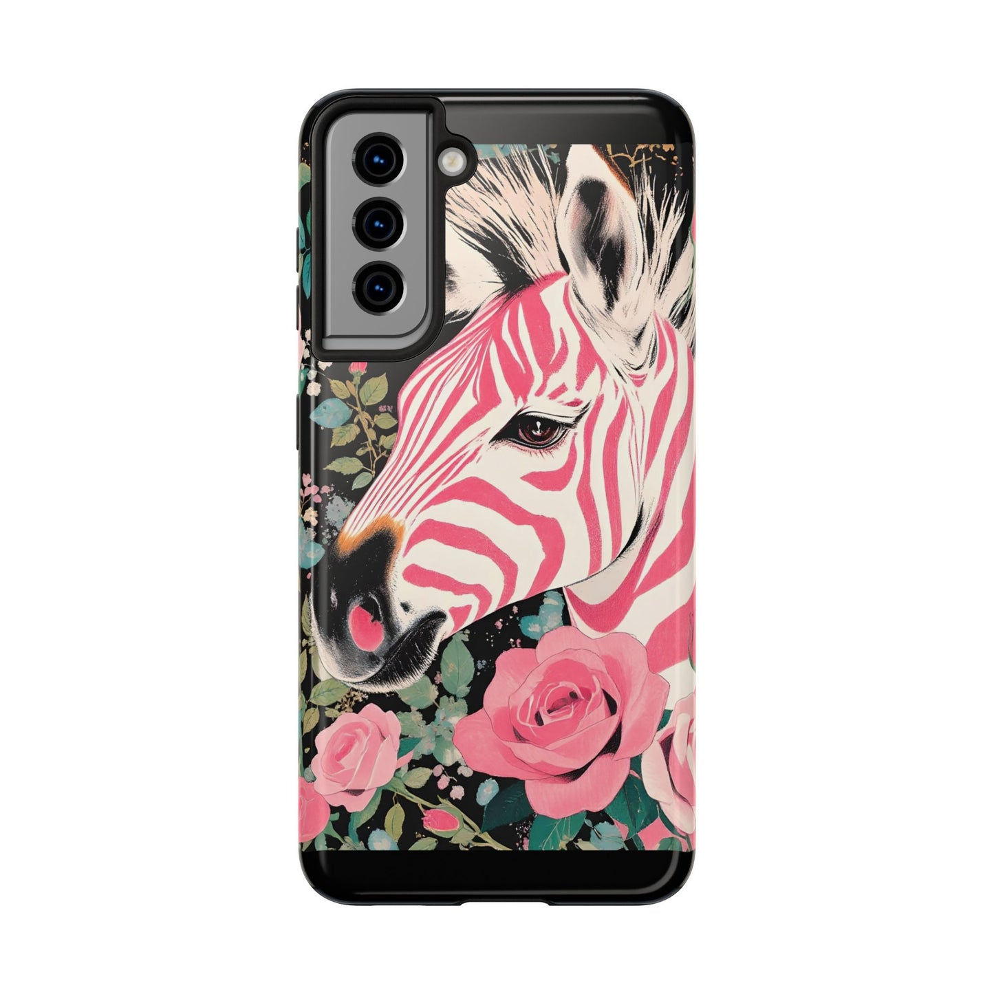 Pink Zebra Tough Phone Case - Trendy Floral Design for Animal Lovers