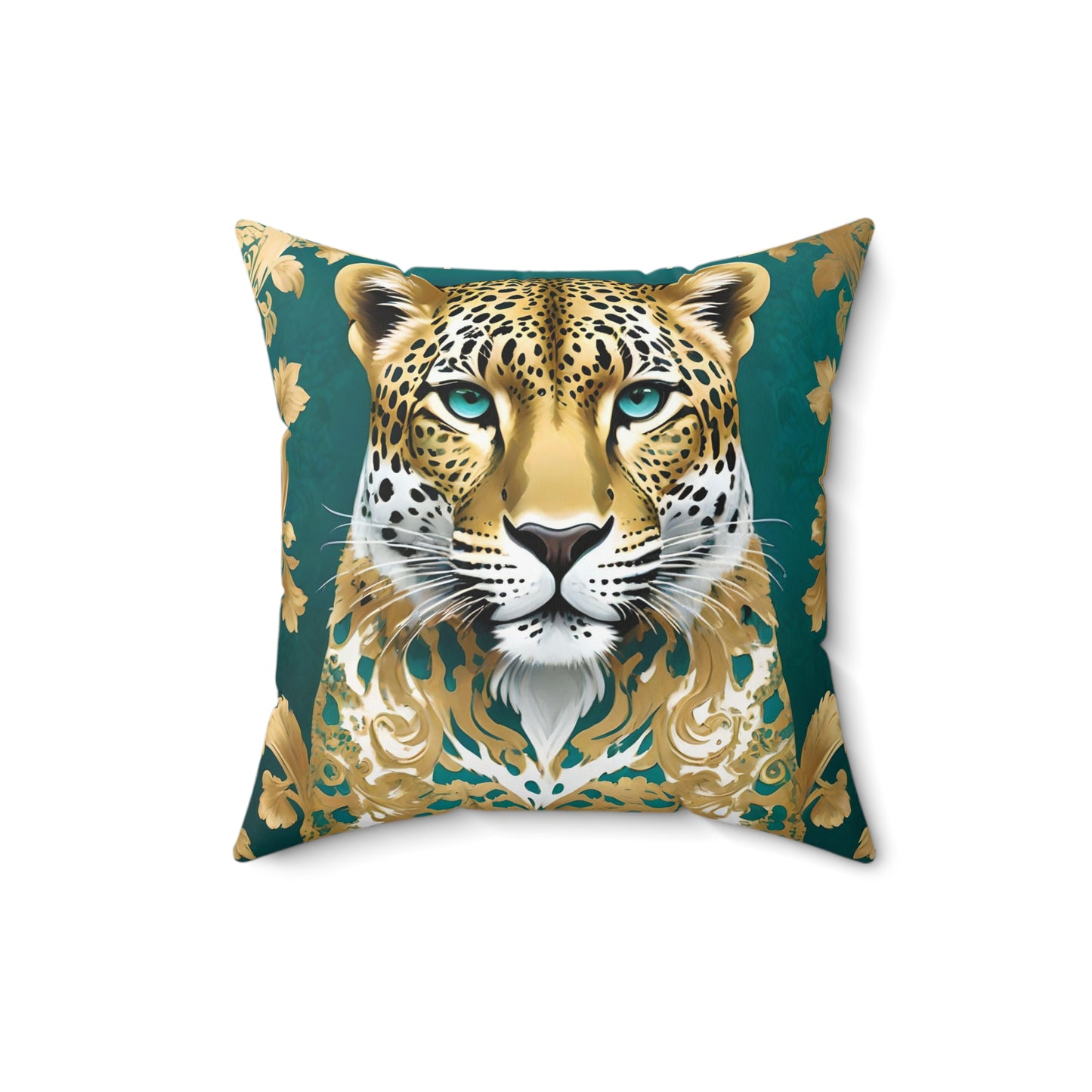 Majestic Leopard Decorative Pillow - Luxurious Spun Polyester Cushion for Home Decor - Gold Leopard