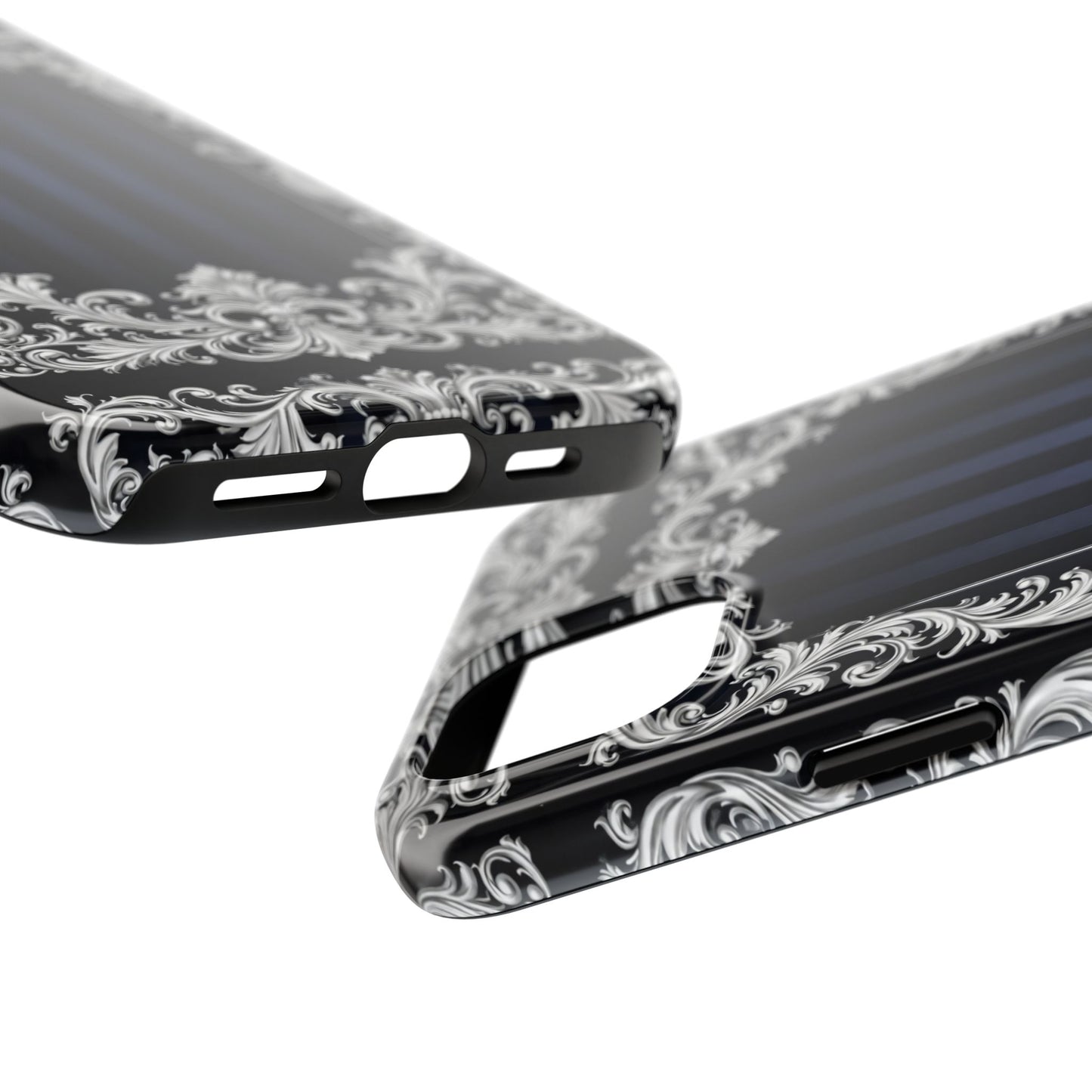 Navy Stripes & Baroque Tough Phone Case — Protective Decorative iPhone Case