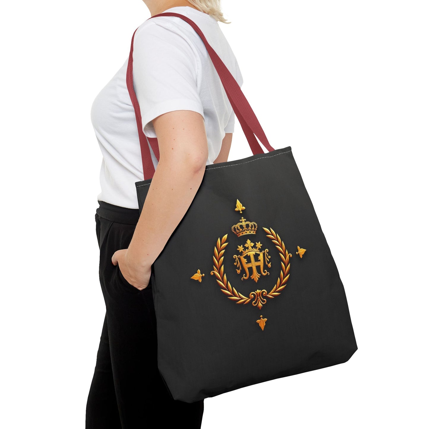 Luxurious Gold Emblem Tote Bag | Chic Shoulder Bag, Everyday Carryall, Great Gift for Her, Eco-Friendly Shopping Bag - Gold Crest