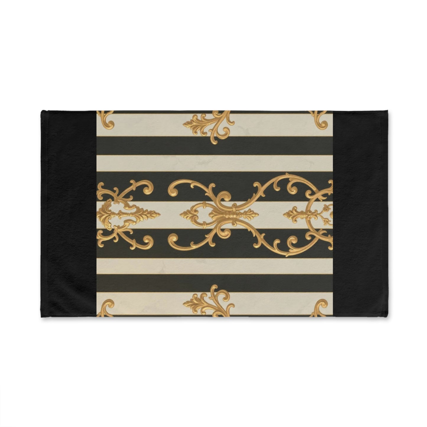 Elegant Black & Alabaster Striped Baroque Hand Towel, Luxe Kitchen Towel, Bathroom Decor, Stylish Home Accessory, Gift for Her, Decorative Towel