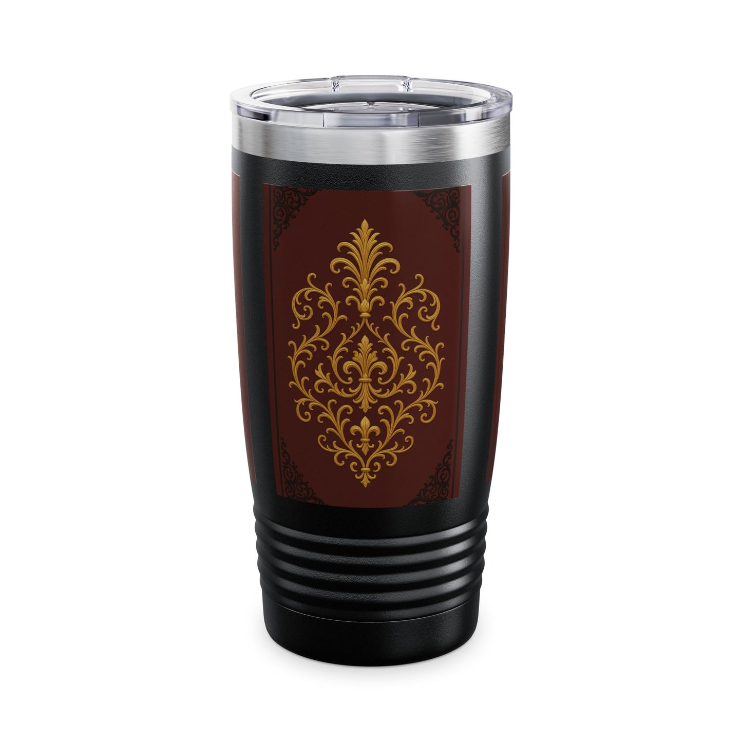 Dusk Burgundy-Black & Gold Baroque 20oz Tumbler – Elegant Gold Baroque on Burgundy