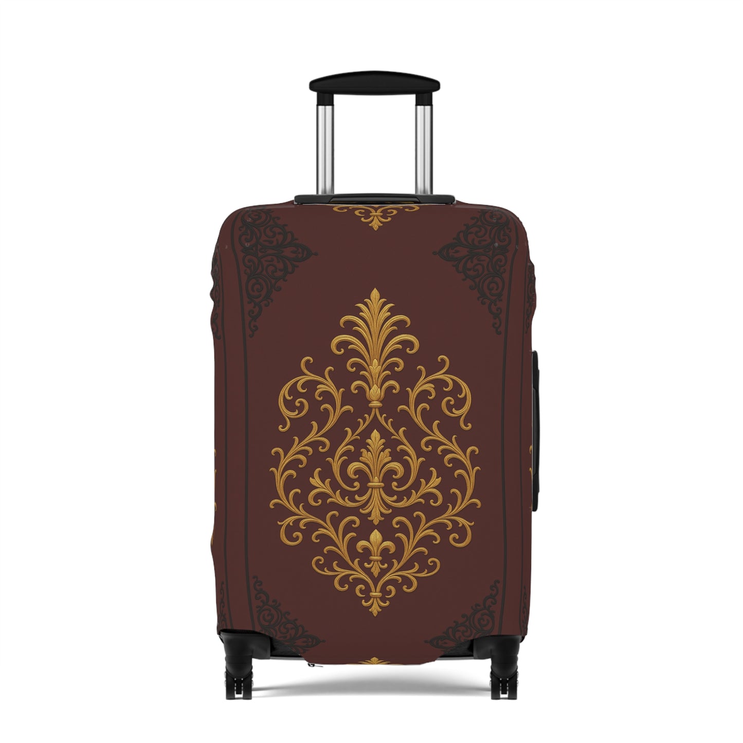 Dusk Burgundy-Black & Gold Baroque Luggage Cover – Burgundy Decorative Travel Protector
