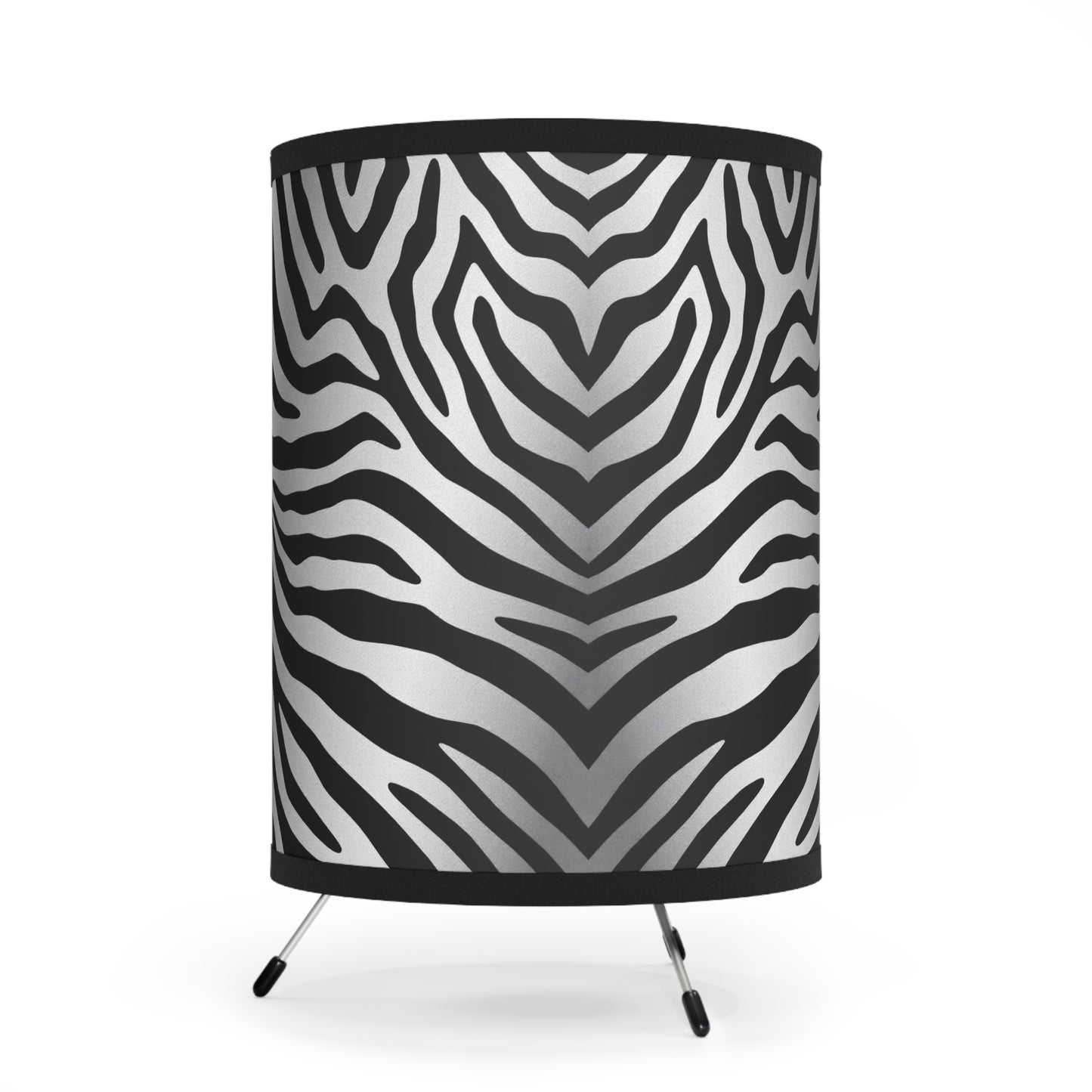 Zebra Print Tripod Lamp - Modern Home Decor with High-Res Shades - Silver