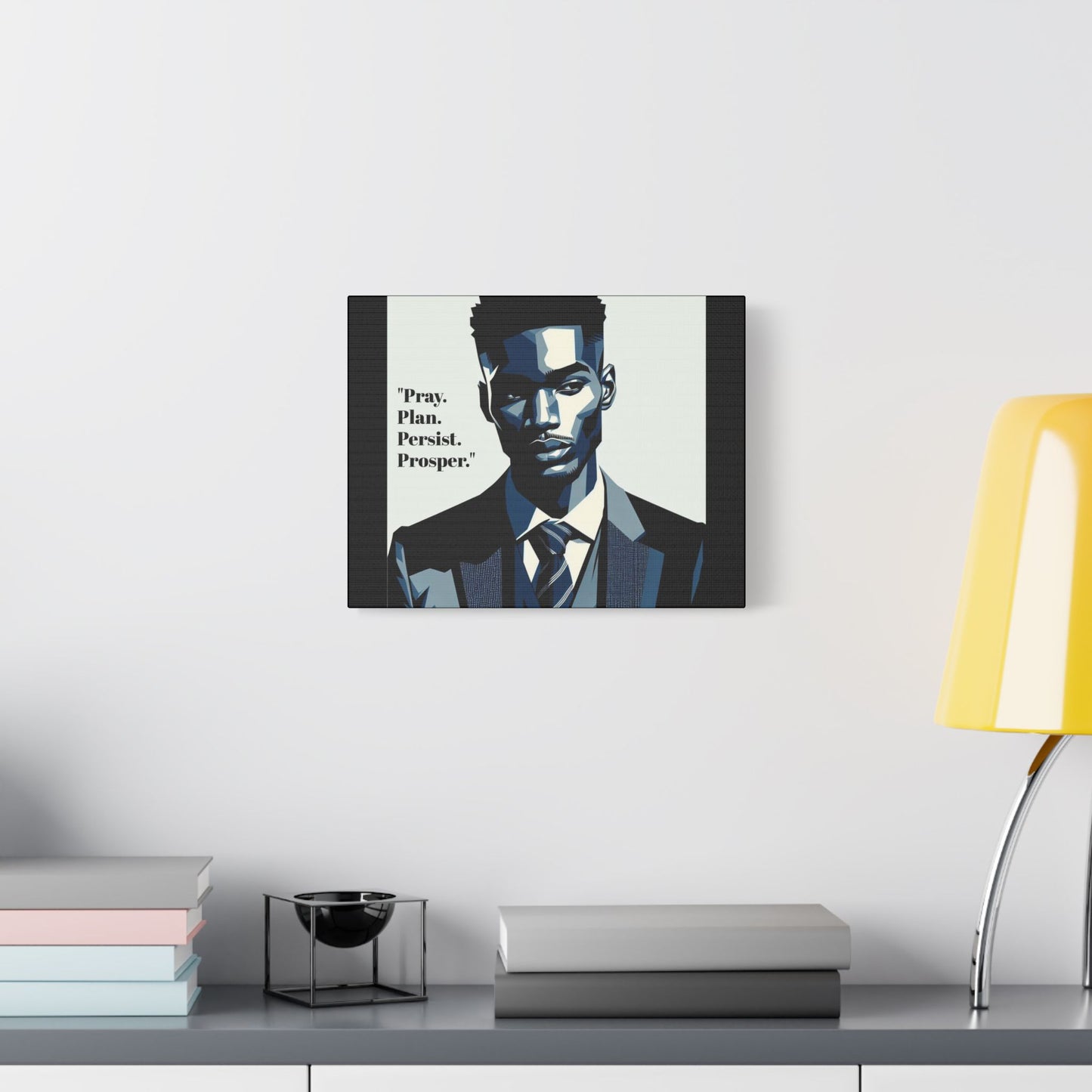 Afro Art Print Canvas, Wall Decor, Satin Stretched Canvas, African American Art, Office Decor, Home Decor - "Pray. Plan. Persist. Prosper."