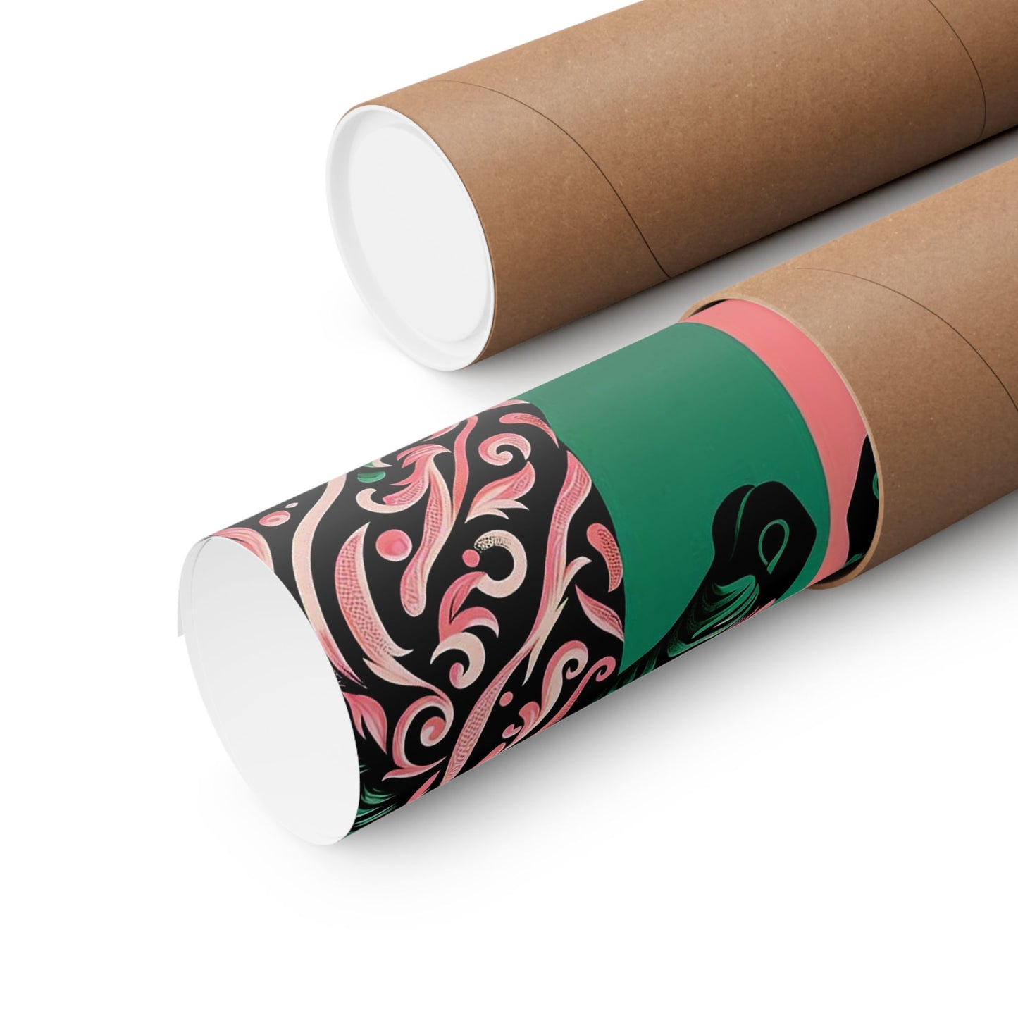 Floral Art Poster - Elegant Matte Vertical Wall Decor - Pink & Green Zebra Damask Design