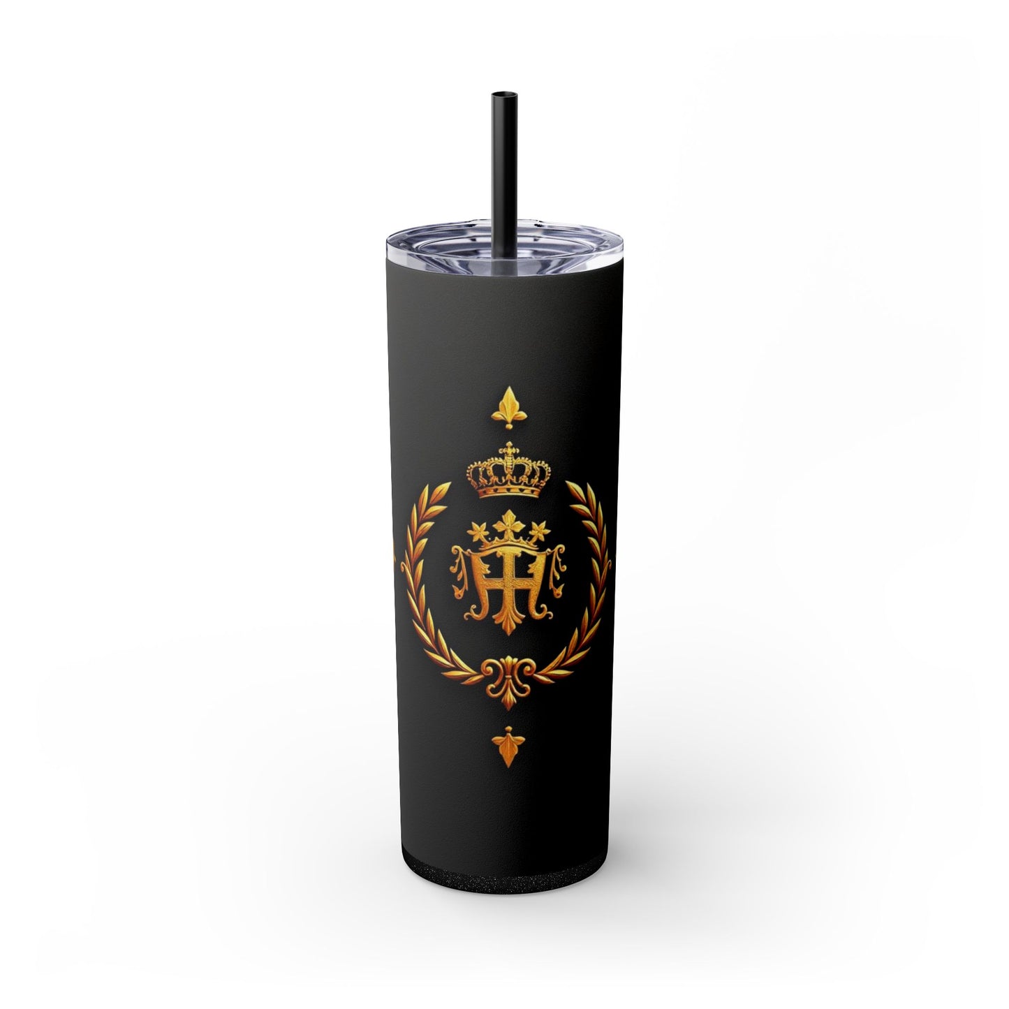 Elegant Gold Crown Skinny Tumbler with Straw, 20oz - Stylish Drinkware for Every Occasion, Royal Inspired, Ideal Gift for Her - Gold Crest