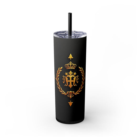 Elegant Gold Crown Skinny Tumbler with Straw, 20oz - Stylish Drinkware for Every Occasion, Royal Inspired, Ideal Gift for Her - Gold Crest