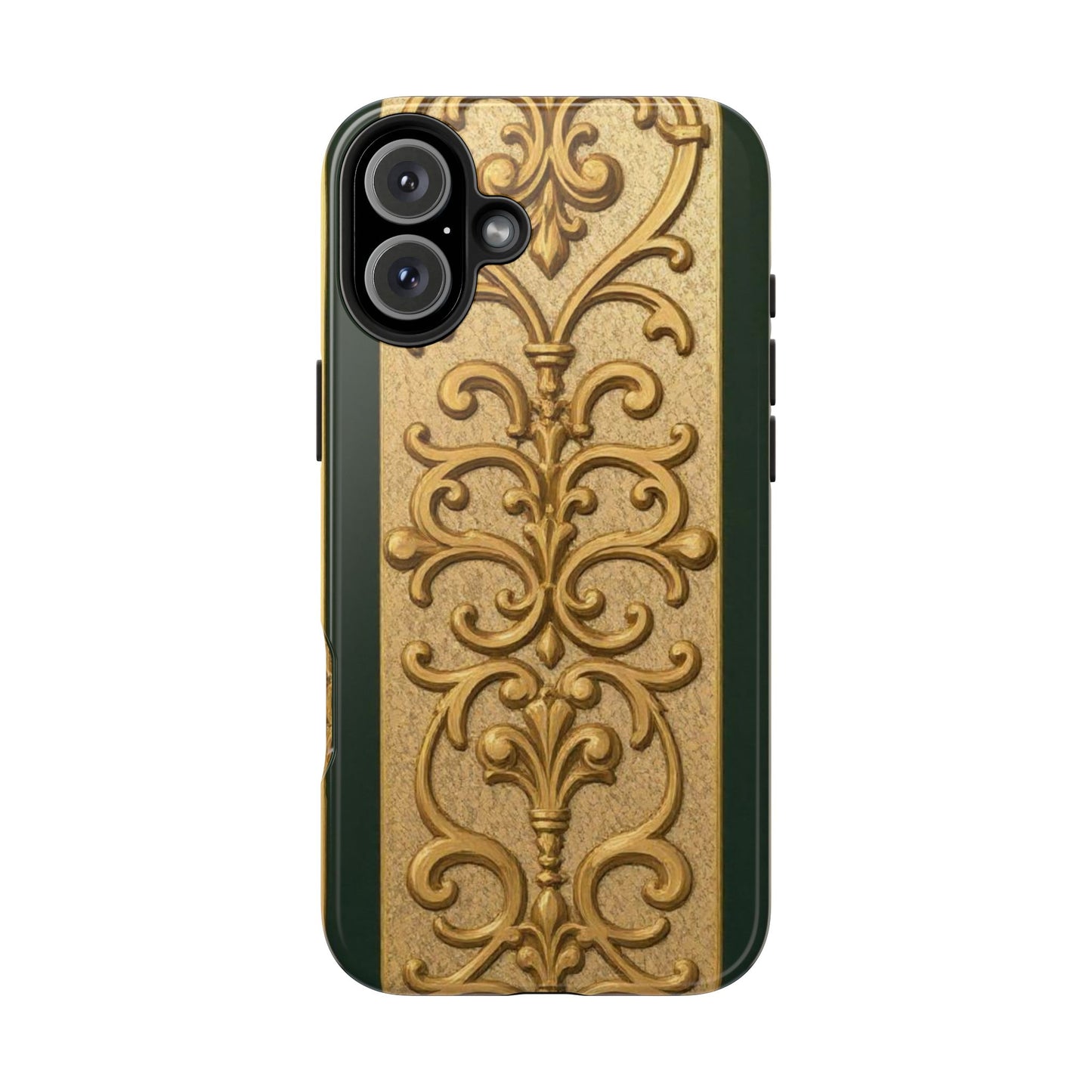 Elegant Teal Striped Gold Baroque Vintage Phone Case, Durable Cell Phone Cover, Floral Phone Protection, Personalized Gift Idea