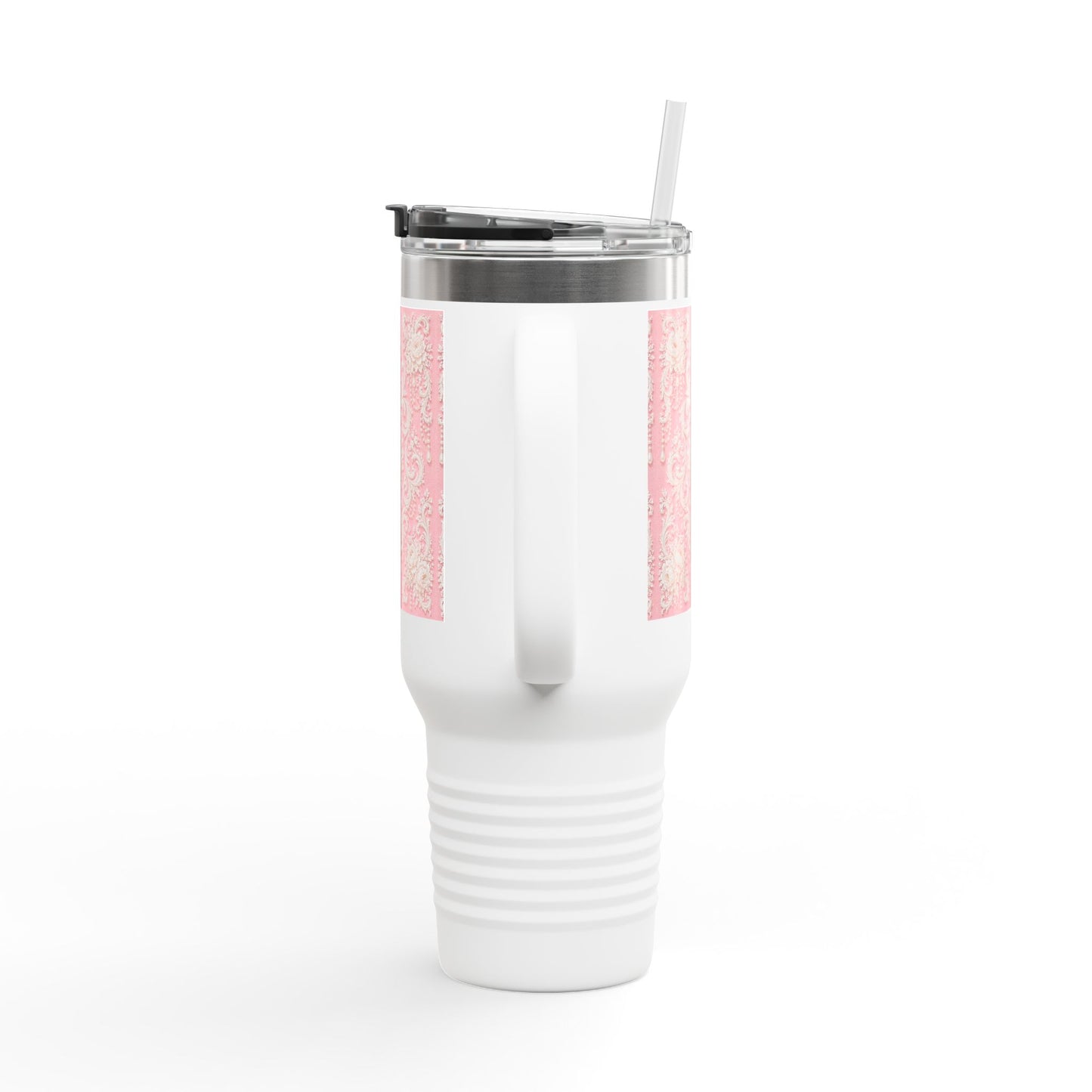 Pink Rococo 40oz Insulated Travel Mug – Pink Vintage Rococo Design