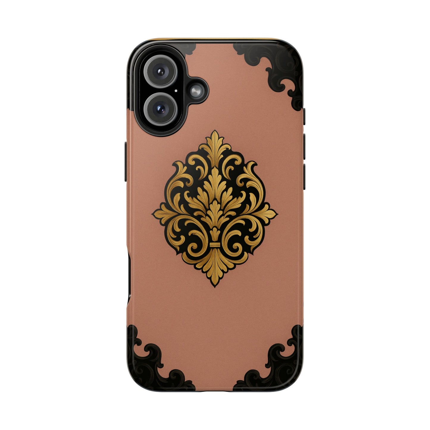 Mauve & Black-Gold Baroque Tough Phone Case — Ornate Protective iPhone Cover