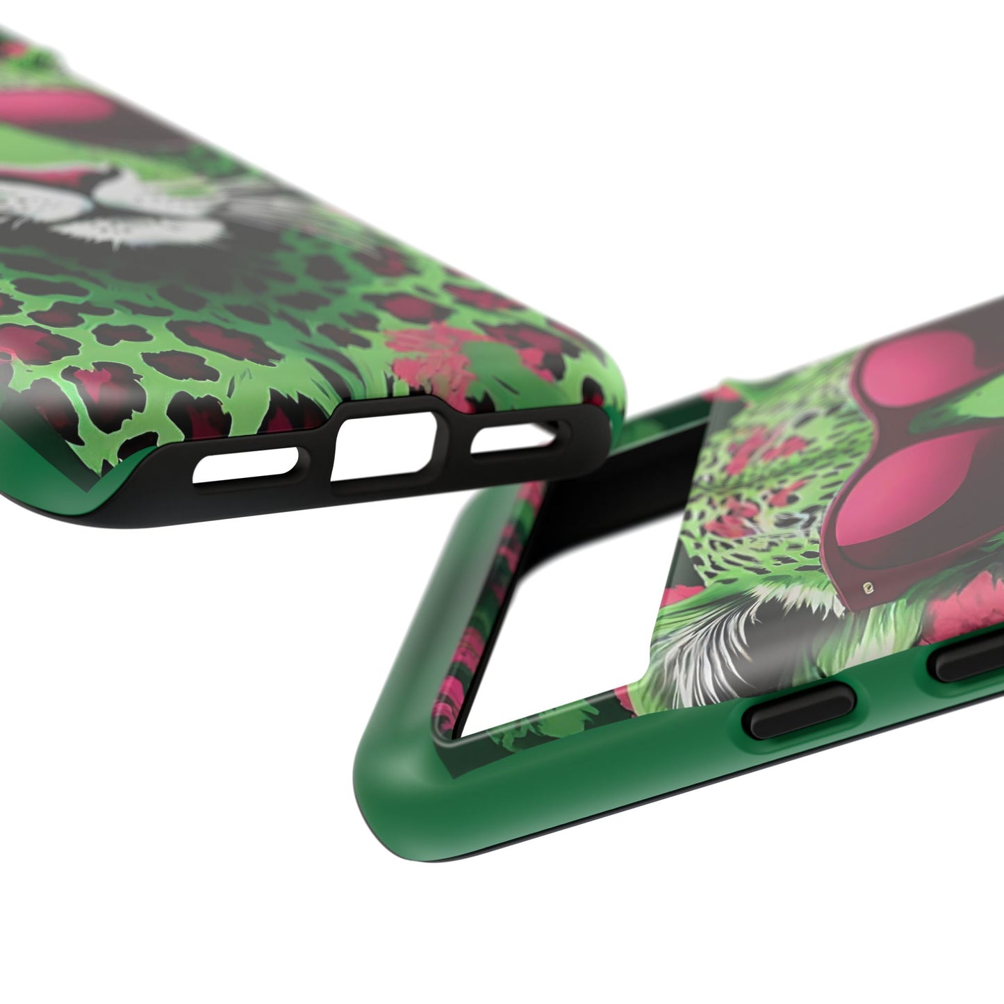 Phone Case - Lime Green & Burgundy Leopard In Sunglasses Design