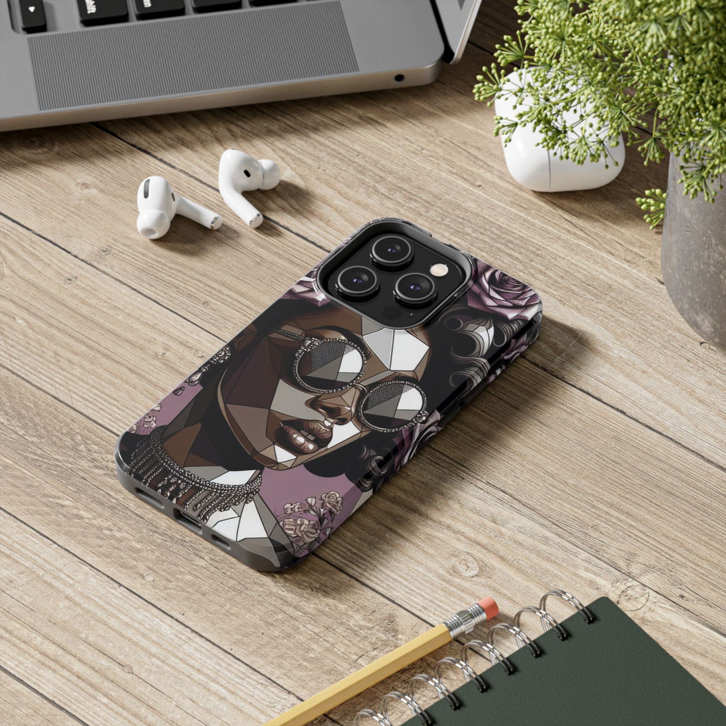 Chic Geometric Phone Case, Stylish Tough Case for Women, Unique Gift, Floral Design, Modern Accessories for Everyday Use - Lilac Baroque Lady