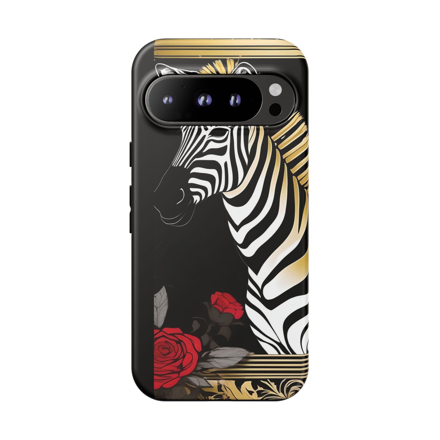 Phone Case - Elegant Zebra & Roses Design