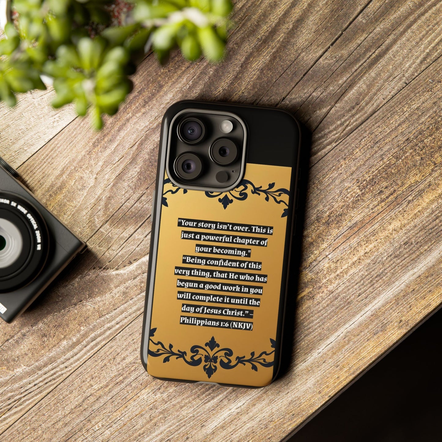 Elegant Floral Motif Phone Case - Tough Cases with Vintage Design - "Your story isn't over"