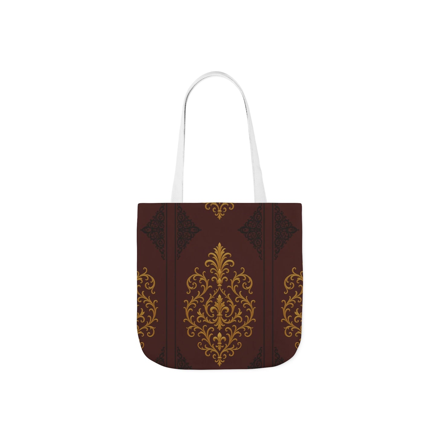 Dusk Burgundy-Black & Gold Baroque Canvas Tote — Vintage Burgundy & Gold Market Bag