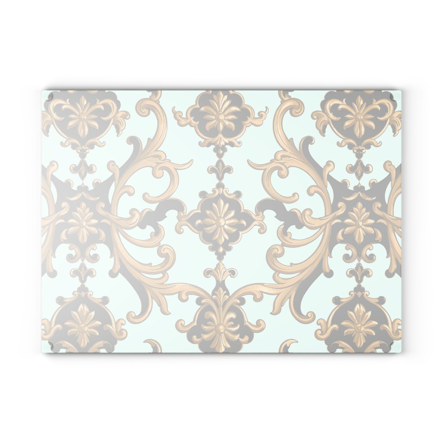 Elegant Kitchen Glass Cutting Board - Decorative Cooking Gift, Home Decor, Wedding Present, Culinary Art, Housewarming Gift - Black & Gold Rococo