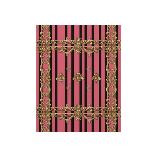 Elegant Foam Board Decor, Vintage Glam Wall Art, Striped Home Decor, Wedding Decoration, Party Backdrop - Pink Striped Gold Rococo