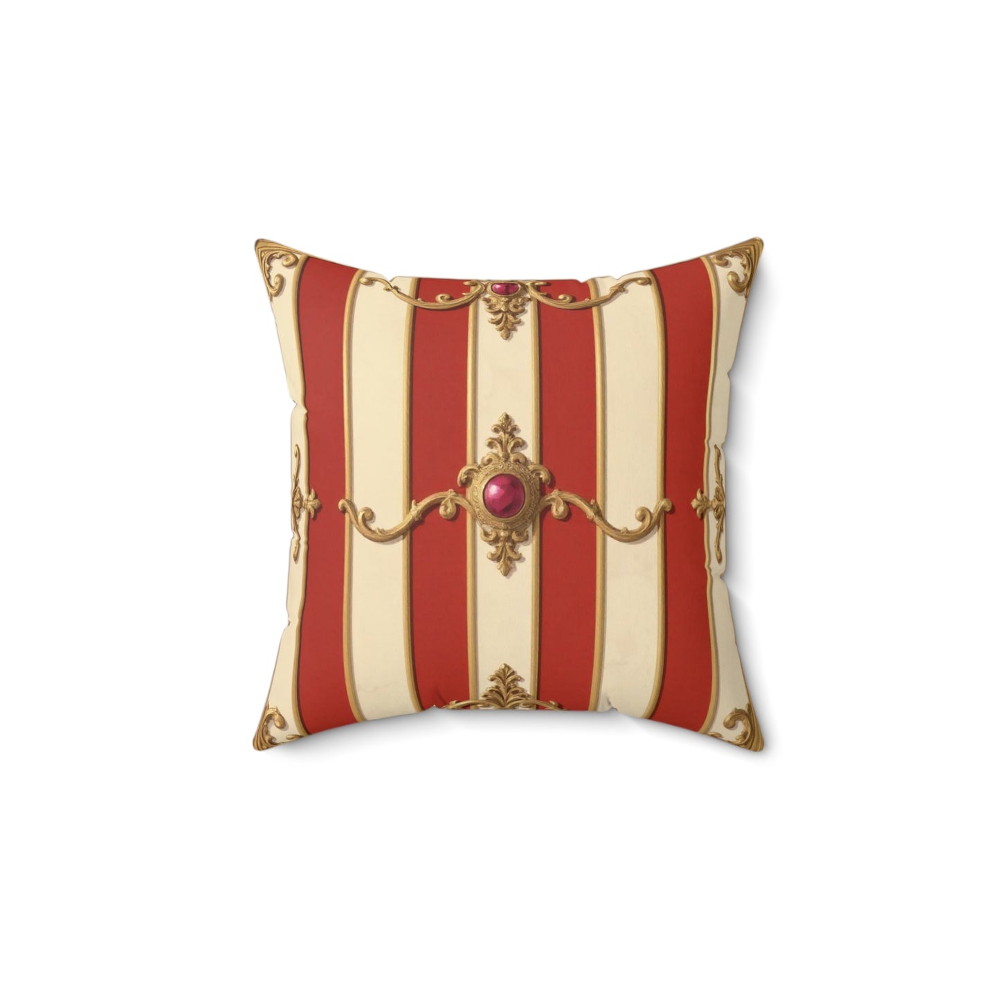 Elegant Faux Suede Throw Pillow – Regal Striped Design for Living Room Decor - Alabaster & Dusk Orange Striped Baroque