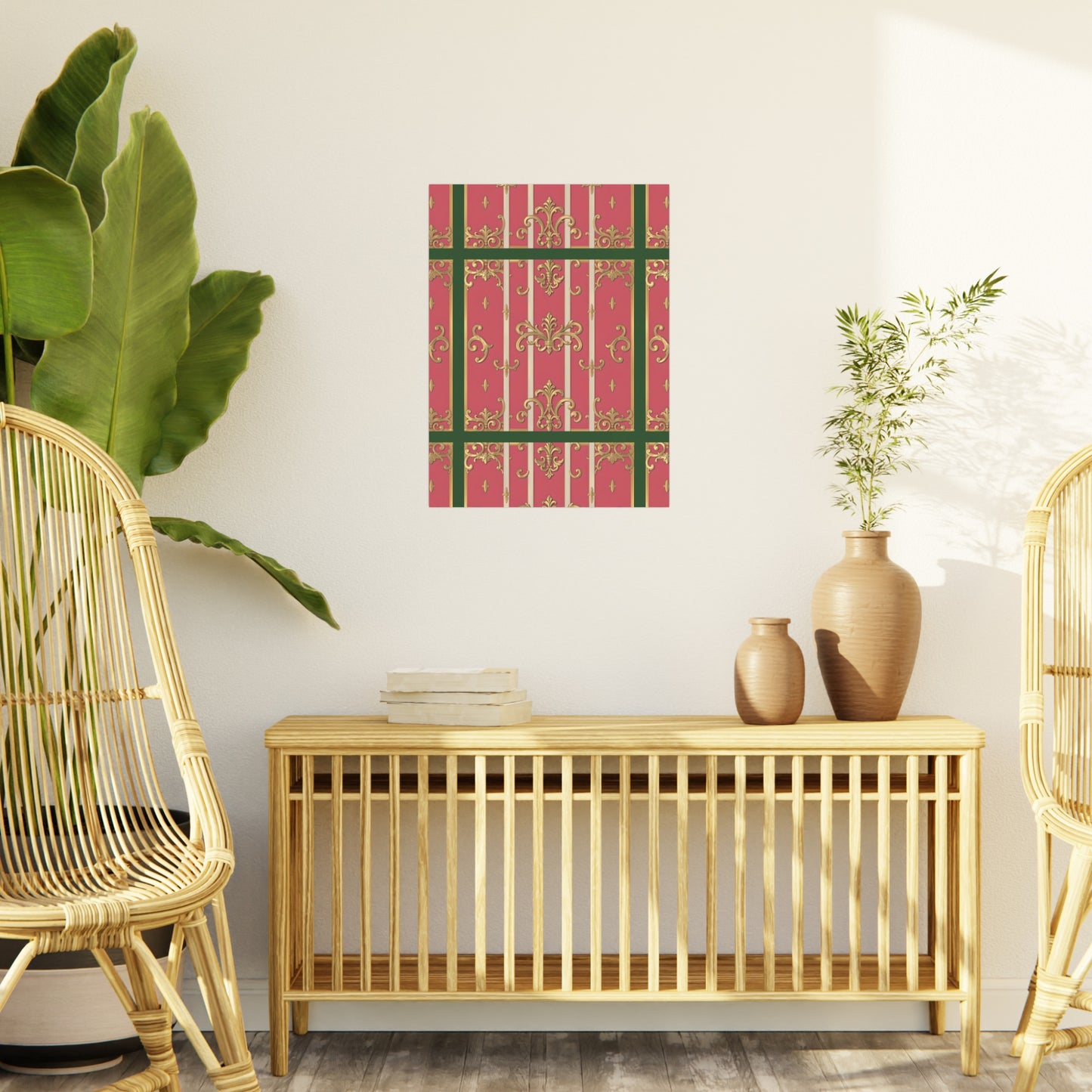 Elegant Green Border Pink & Gold Foam Board Decor - Party Backdrop, Art Display, Home Decor, Event Decoration, Wall Art