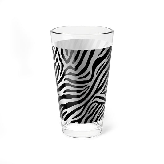 Zebra Print Mixing Glass - 16oz Cocktail & Beverage Glassware - Silver