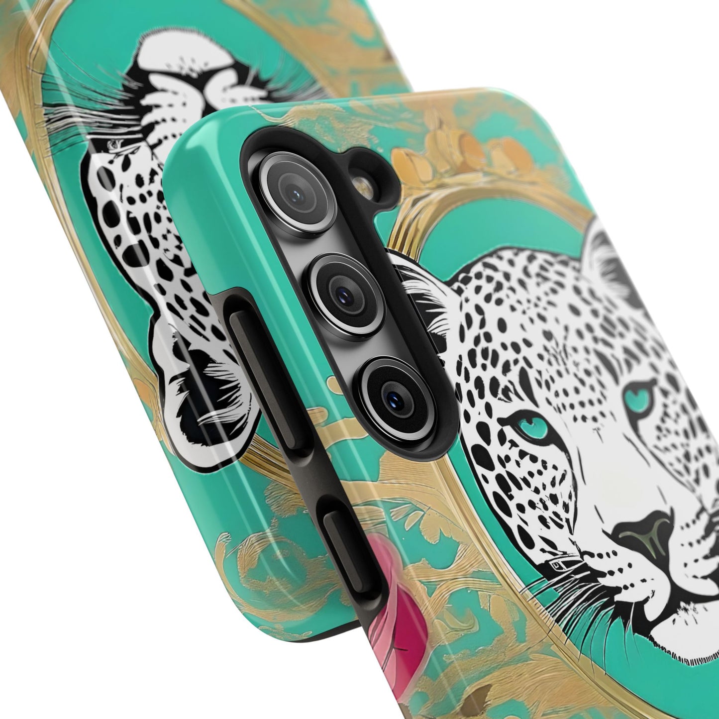 Leopard Tough Phone Case - Trendy Floral Design for Animal Lovers - Leopard & Rose