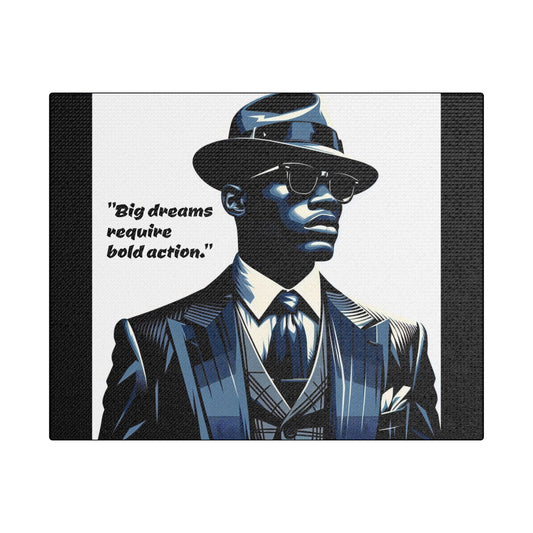 Afro Art Print Canvas, Wall Decor, Satin Stretched Canvas, African American Art, Office Decor, Home Decor - "Big dreams require bold action."