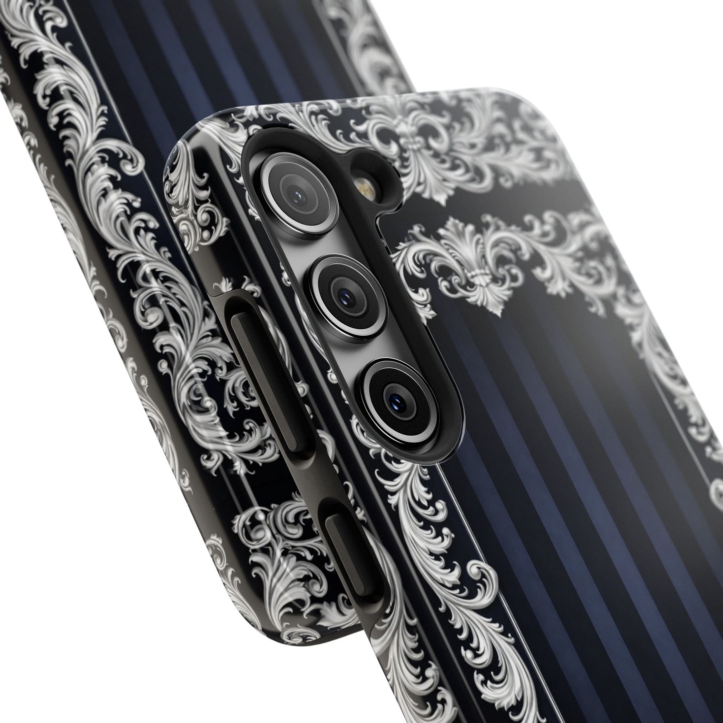 Navy Stripes & Baroque Tough Phone Case — Protective Decorative iPhone Case