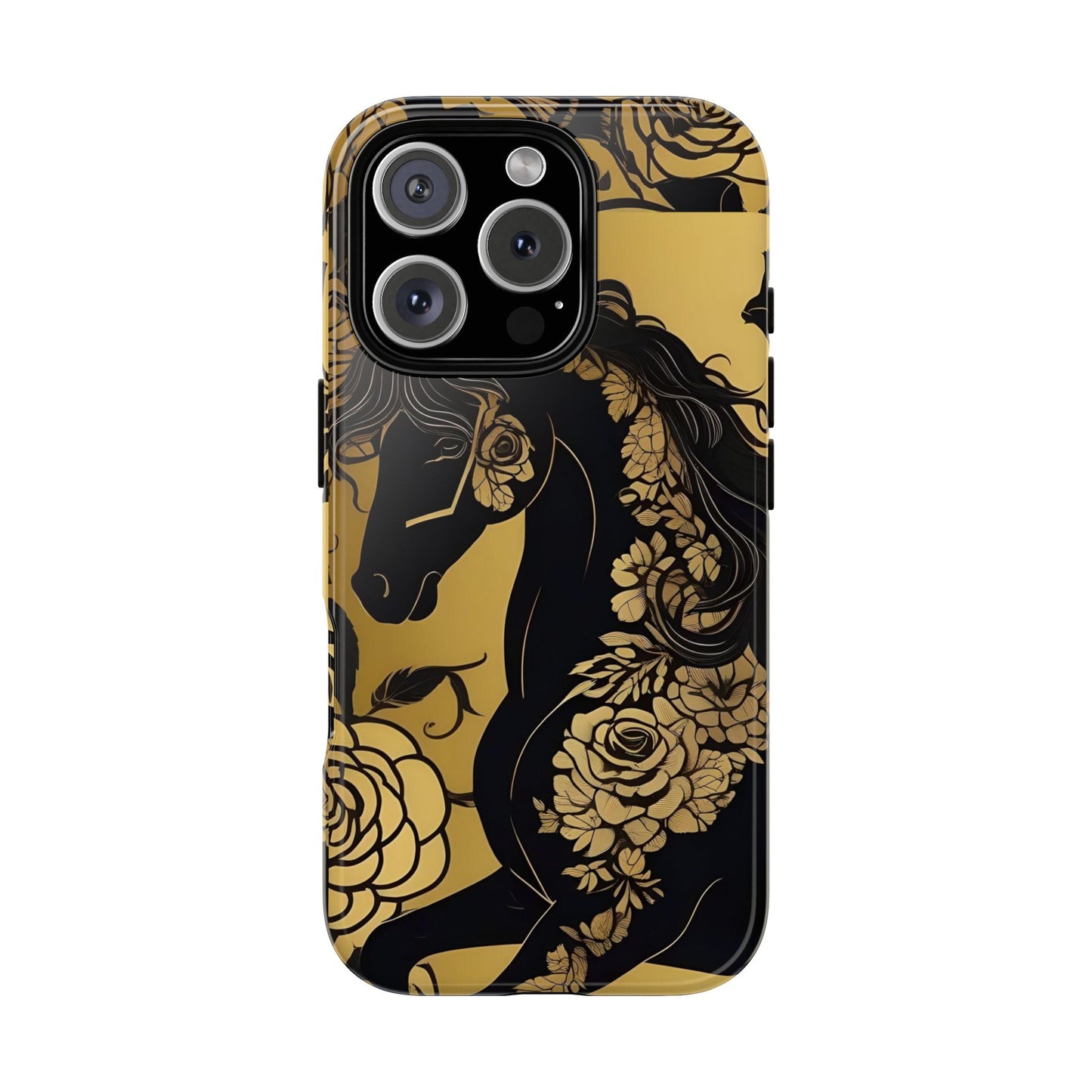 Phone Case - Elegant Horse & Roses Design