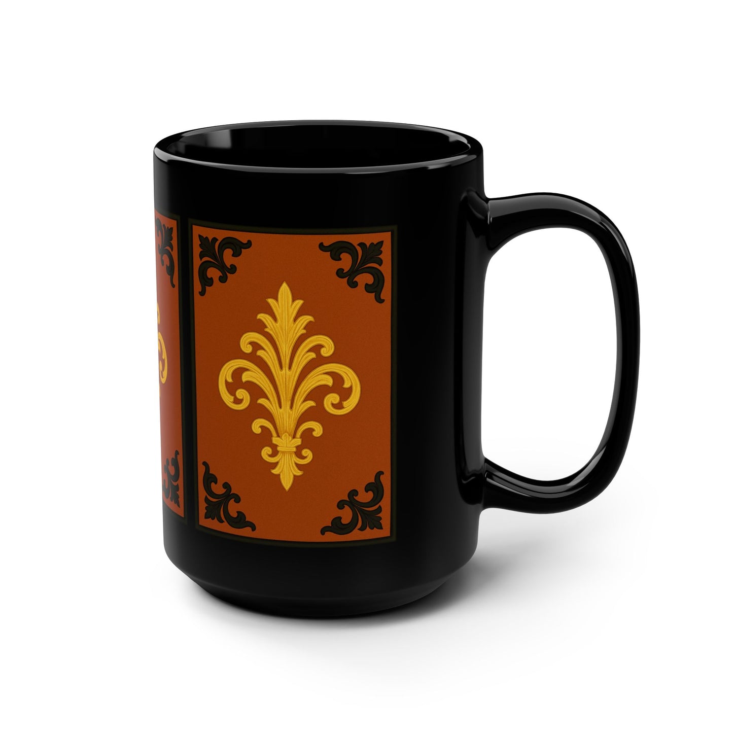 Dusk Terracotta Baroque Ceramic Mug 15oz — Ornate Pattern (Autumn/Baroque)