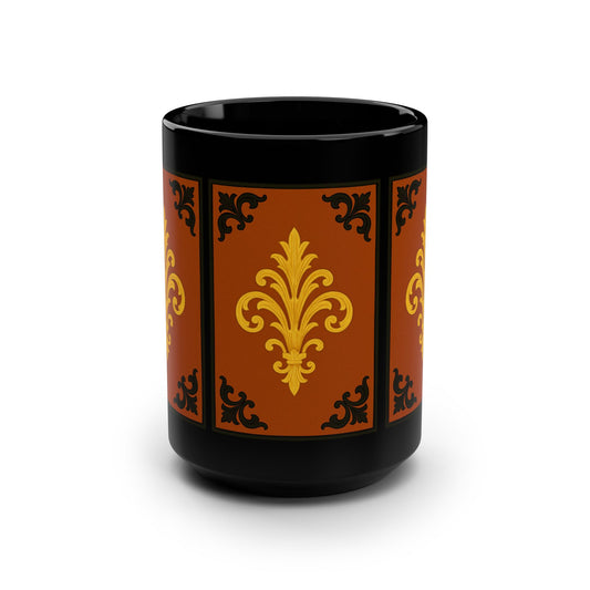 Dusk Terracotta Baroque Ceramic Mug 15oz — Ornate Pattern (Autumn/Baroque)
