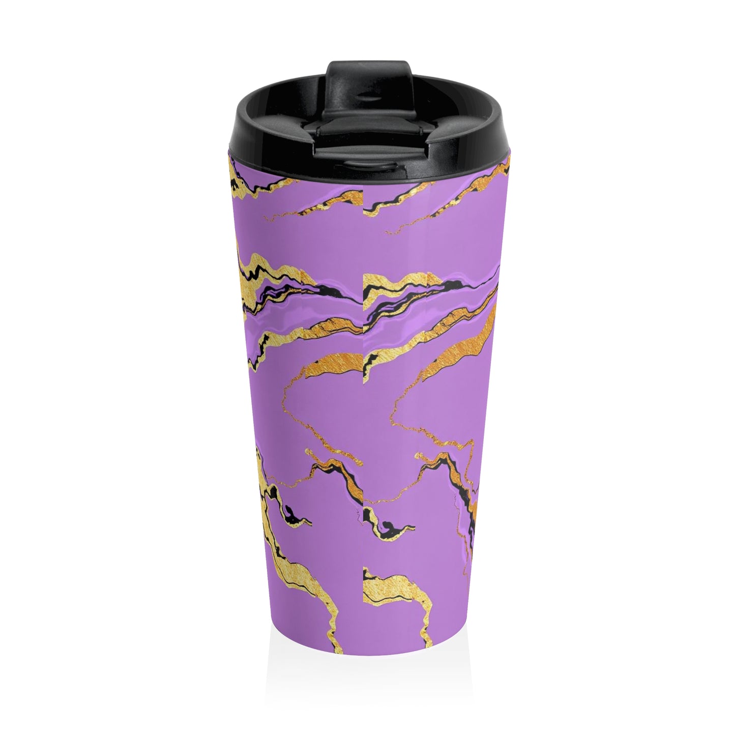 Elegant Marble Travel Mug, Stylish Travel Cup, Insulated Coffee Mug, Unique Gift for Her, Lavender and Gold Theme, Modern Drinkware