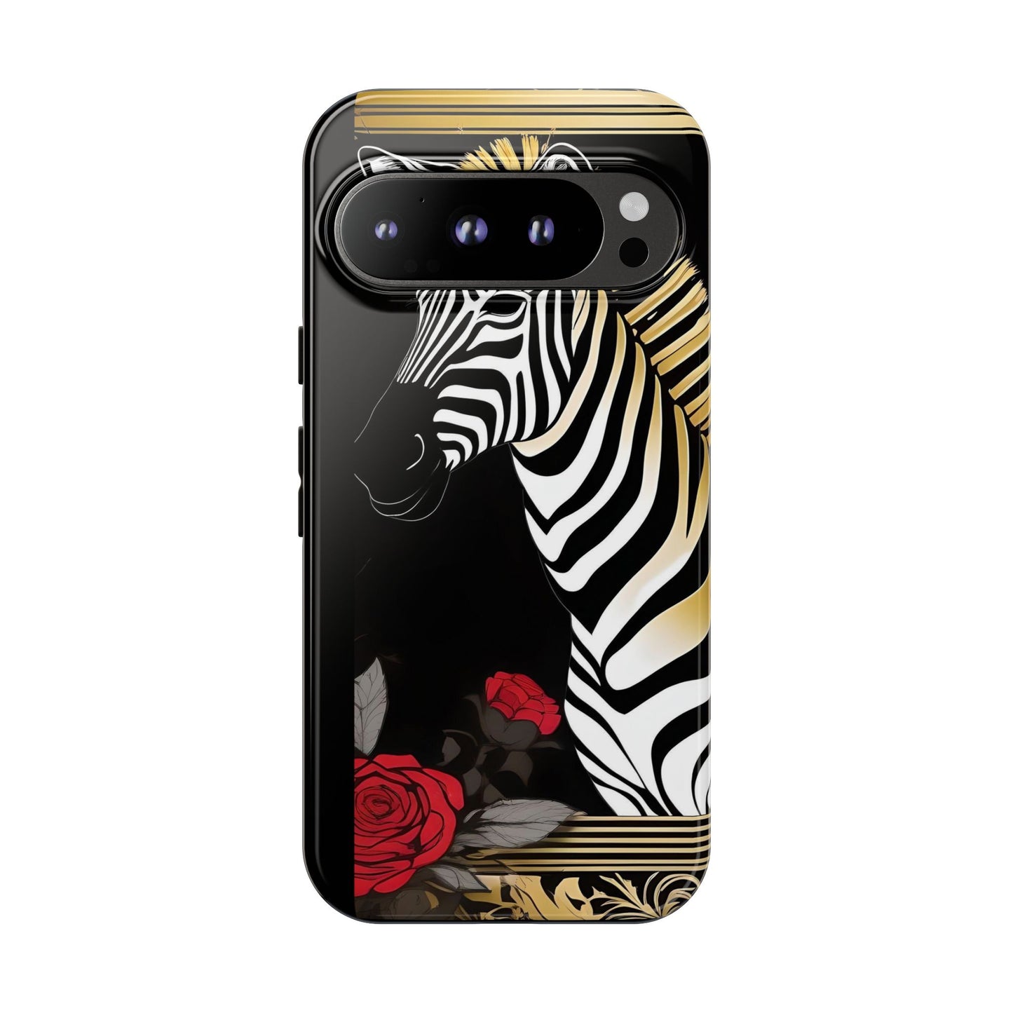 Phone Case - Elegant Zebra & Roses Design