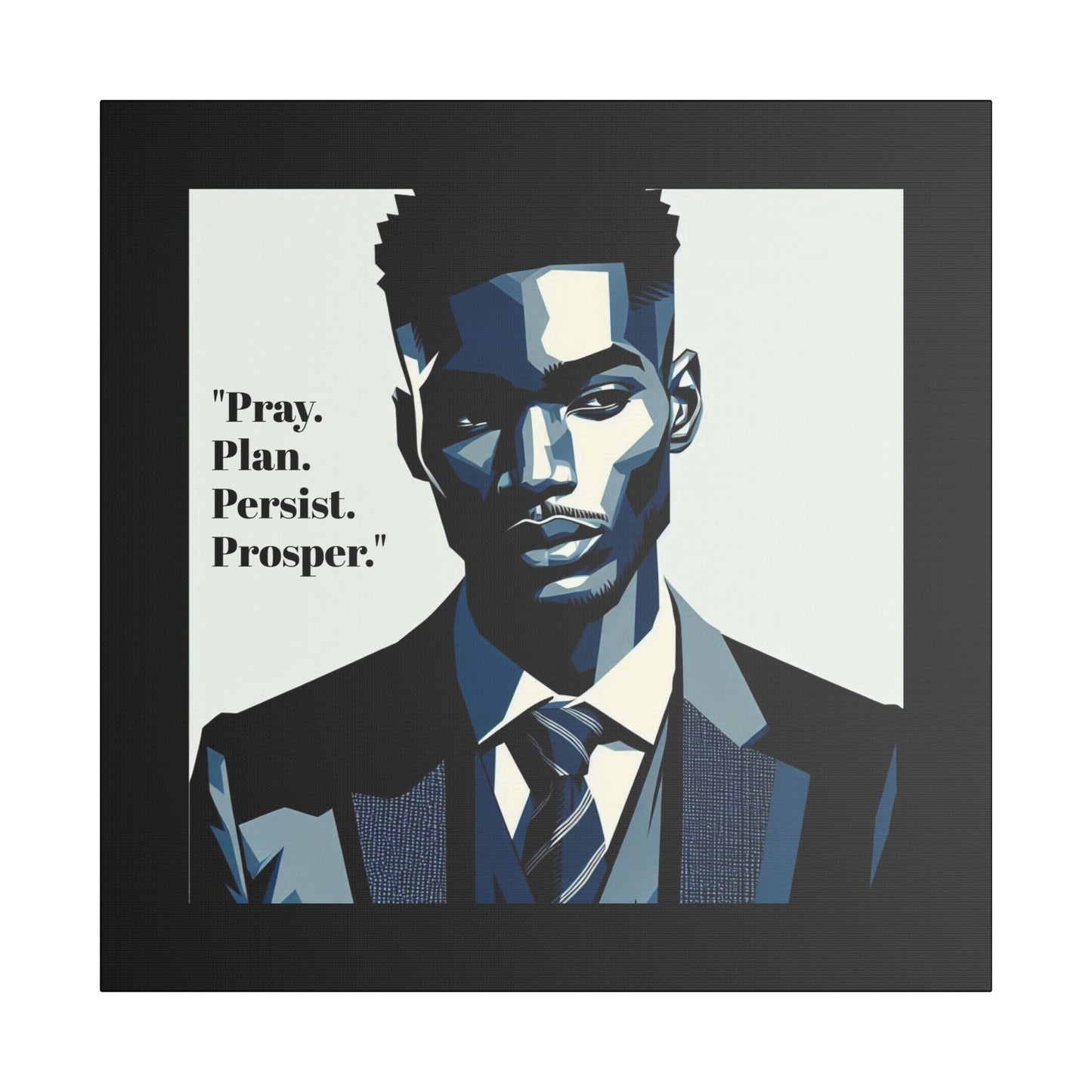 Afro Art Print Canvas, Wall Decor, Satin Stretched Canvas, African American Art, Office Decor, Home Decor - "Pray. Plan. Persist. Prosper."